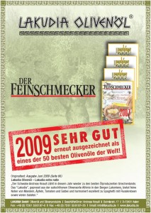 2009 Prämierung der Feinschmecker Urkunde