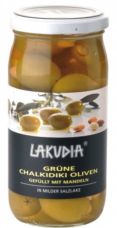 Grüne Chalkidiki Oliven gefüllt mit Mandeln