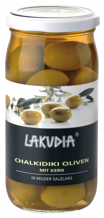 Grüne Chalkidiki Oliven, mit Kern
