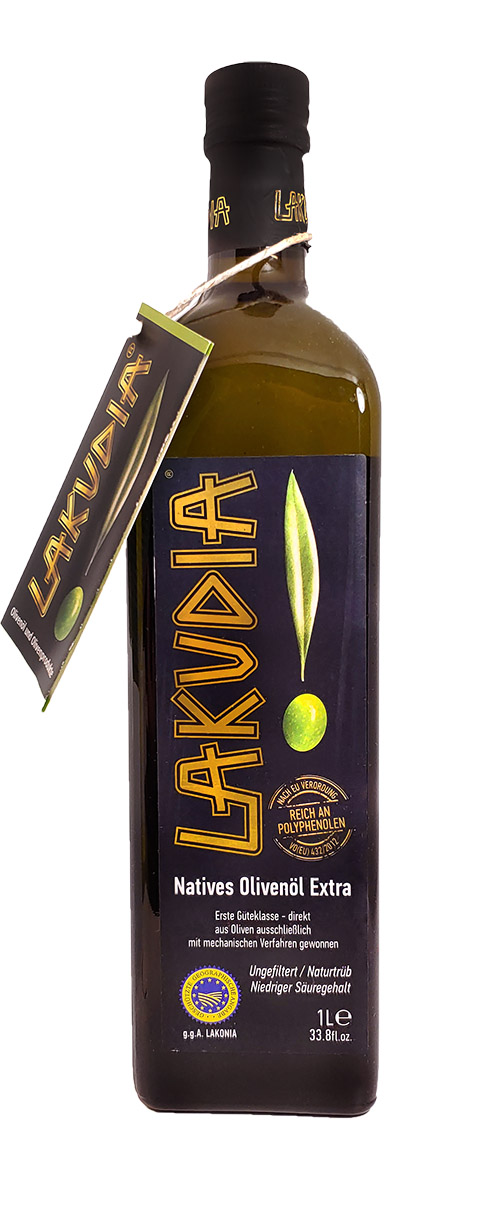 1 Liter LAKUDIA Olivenöl Nativ Extra mit Ölspender