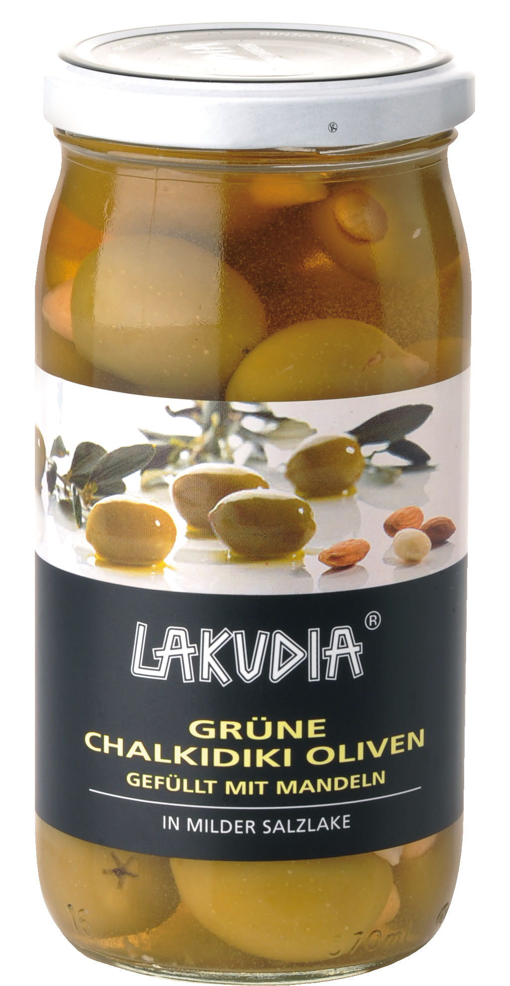 Grüne Chalkidiki Oliven gefüllt mit Mandeln