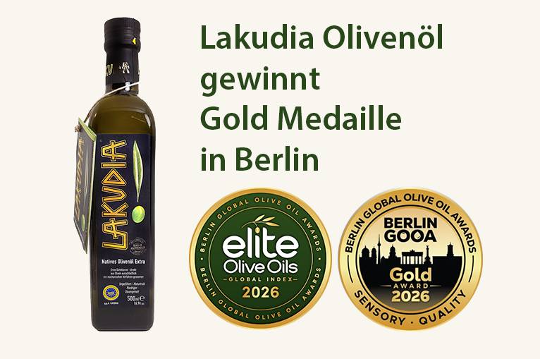 Lakudia Olivenöl Gold Medaille bei Elite Olive Oil Awards Berlin 2026